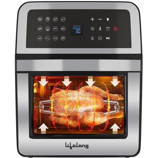 Buy Lifelong Digital Air Fryer Toaster Oven 12L|Premium 1800-Watt Oven with 7-in-1 Functions| Large Capacity Air Fryer with 60-Minute Timer/Auto-Shutoff| Stainless Steel| 12 Preset Menu on EMI