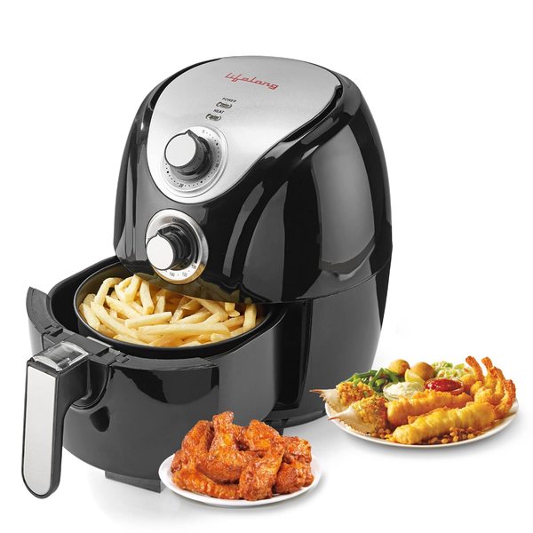Buy Lifelong LLHF21 HealthyFry Air Fryer 1200W with 2.5L Cooking Pan Capacity, Timer Selection and Fully Adjustable Temperature Control (Black/Silver) on EMI
