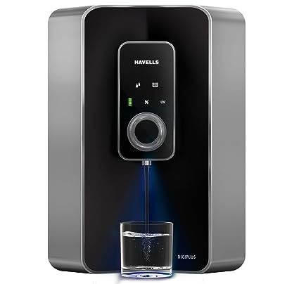 Buy Havells Digiplus Water Purifier, Manual faucet for water dispense, Copper+Zinc+pH Balance with natural minerals, 8 stage Purification, 6L tank, Double UV Purification tech.(RO+UV), (Silver & Black) on EMI