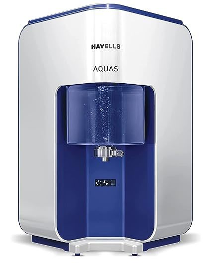 Buy Havells AQUAS Water Purifier, First corner mounting design (Patented)|Copper+Zinc+pH Balance+Natural Minerals|5 stage Purification|7L Transparent Tank|RO+UF Purification Tech. (White and Blue) on EMI