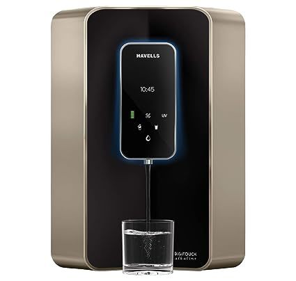 Buy Havells Digitouch Alkaline Water Purifier, SMART TOUCH water dispense, Copper+Zinc+Alkaline natural minerals, 8 stage Purification, 6L tank, Double UV Purification tech.(RO+UV) (Champagne & Black) on EMI