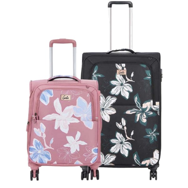 Buy Genie Premium Nylon Lily Small and Medium Soft luggage Combo Set Pink & Black Small (94 Litre) Medium (60 Litre) on EMI