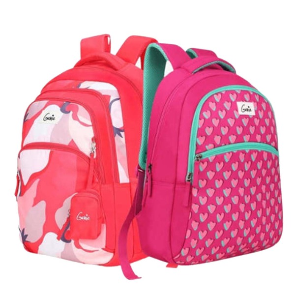 Buy Genie Little Hearts Small School Backpack - Pink & Taylor Laptop Backpack - Pink Combo on EMI