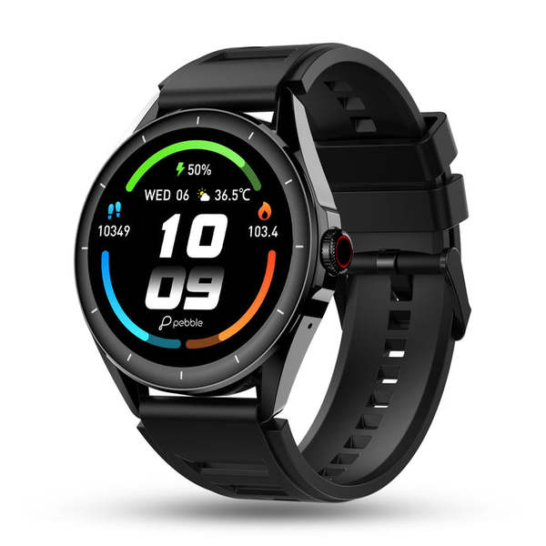 Buy Pebble Cosmos Valor 1.43" (3.63 cm)Bluetooth Calling, Amoled Display, Bright HD Display 700 Nits, Always On Display, One time BT Connect, Health Suite (Jet Black) on EMI