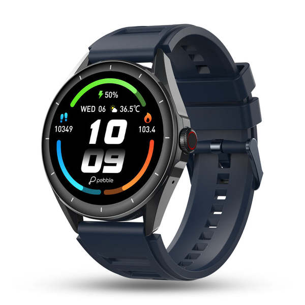 Buy Pebble Cosmos Valor 1.43" (3.63 cm)Bluetooth Calling, Amoled Display, Bright HD Display 700 Nits, Always On Display, One time BT Connect, Health Suite (Winter Blue) on EMI