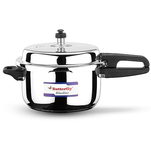 Buy Butterfly Blue Line Stainless Steel Outer Lid Pressure Cooker, 5 Litre on EMI