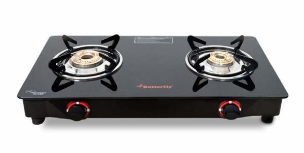 Buy Butterfly Duo 2 Burner Glasstop Gas Stove, Black, Manual on EMI