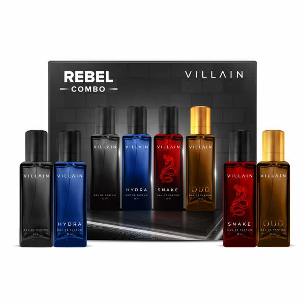 Buy Villain Rebel Luxury Perfume Gift Set for Men 4x20 ML | Perfume with Long Lasting Fragrance | EDP | Notes- Spicy, Smoky, Aquatic & Woody on EMI