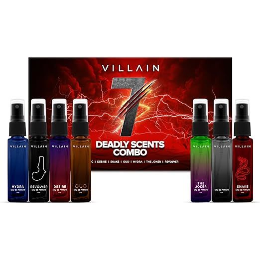 Buy Villain seven Deadly Scents Trial Pack of  7 x 8 ml | Pocket Perfume for Men | Premium Long Lasting Perfumes for Men | Eau De Parfum | Spicy, Woody, Aquatic, Oud on EMI