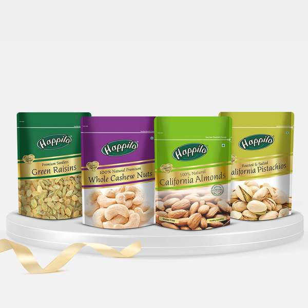 Buy Happilo Dry Fruits Combo 850g (Almonds 200g, Raisins 250g, Cashews 200g) on EMI