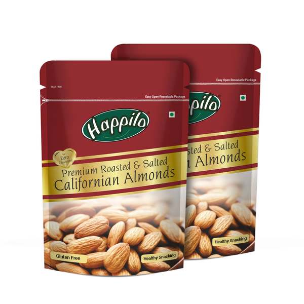 Buy Happilo Roasted & Lightly Salted Premium Californian Almonds 200g (Pack of 2) on EMI