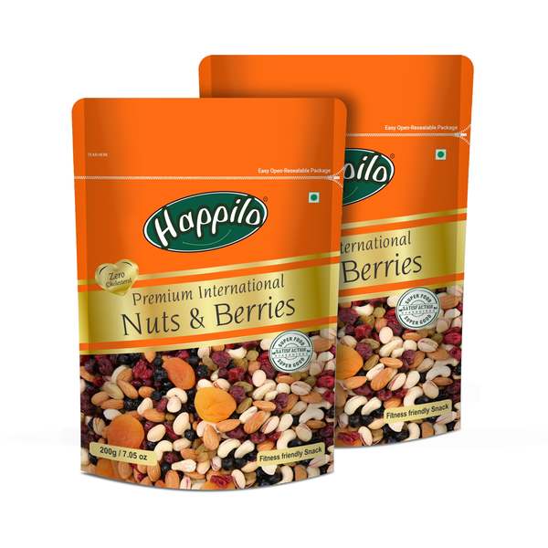 Buy Happilo Healthy & Tasty Premium Nuts and Berries Mix 200g (Pack of 2) on EMI