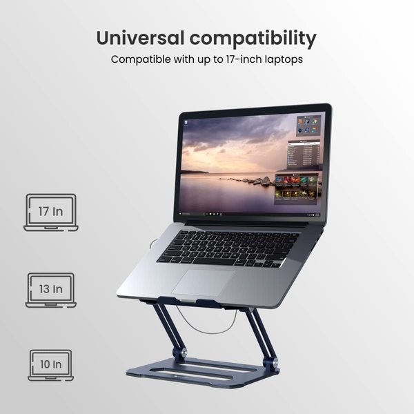 Buy Portronics My Buddy K10 - Portable Laptop Stand - Multiple Height Adjustable Angles - Fan-Based Ventilated Bottom - Anti-Slip Design(Grey) on EMI