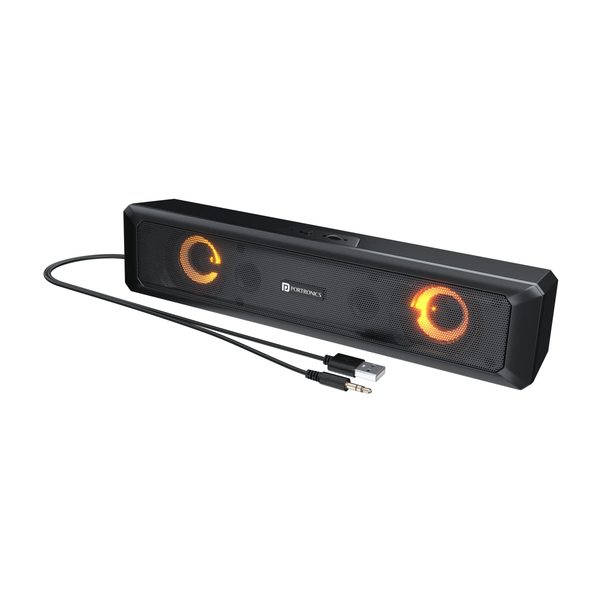Buy Portronics in Tune 3 6W Soundbar with LED Light, USB Powered, 3.5mm Audio Jack, Multicolor LED Light, Volume Scroll Button(Black) on EMI
