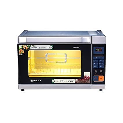Buy Bajaj 50 Litre Digital Oven Toaster Griller (50 litres OTG) with 6 Pre-Set Menu, Oven for Kitchen with Illuminated Chamber, Motorised Rotisserie & Convection, 2 Year Warranty Black & Silver on EMI