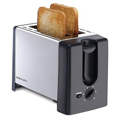 Buy Bajaj ATX 3 750-Watt Pop-up Toaster | 2-Slice Automatic Pop up Toaster| Dust Cover & Slide Out Crumb Tray | 6-Level Browning Controls | 2 Year Warranty by Bajaj | Black/Silver Electric Toaster on EMI