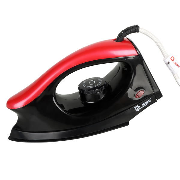 Buy Quba Electric Dry Iron Flora  1000w Durable Non-Stick Base Color Red & Black on EMI