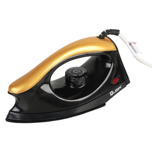 Quba Electric Dry Iron 1000w Durable Non-Stick Base Color Golden & Black (Flora)