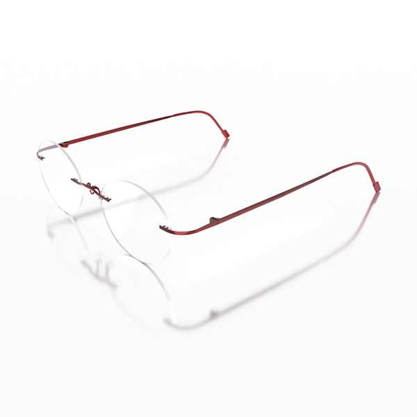 Buy Sam & Marshall Titanium Frame Eyeglasses Unisex Oval Semi-Naked Royal Red on EMI