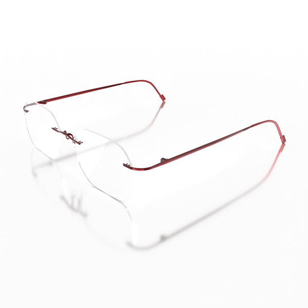 Buy Sam & Marshall Titanium Frame Eyeglasses Unisex Miniature Semi-Naked Royal Red on EMI