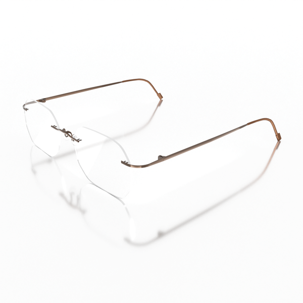 Buy Sam & Marshall Titanium Frame Eyeglasses Unisex Miniature Semi-Naked Brown on EMI