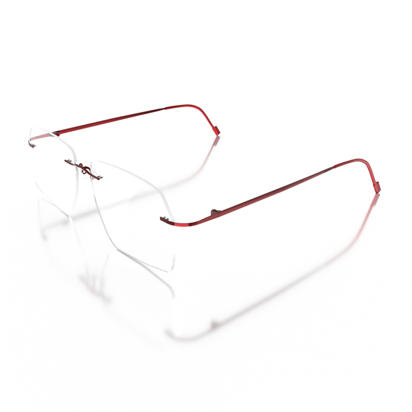Buy Sam & Marshall Titanium Frame Eyeglasses Unisex Edgy Semi-naked Royal Red on EMI