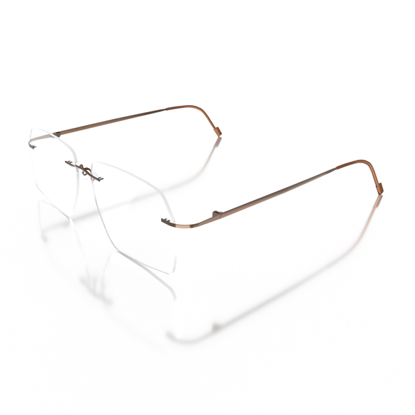 Buy Sam & Marshall Titanium Frame Eyeglasses Unisex Edgy Semi-naked Brown on EMI
