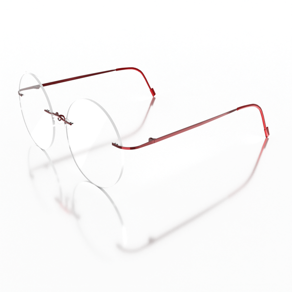 Buy Sam & Marshall Titanium Frame Eyeglasses Unisex Circle Semi-Naked Royal Red on EMI