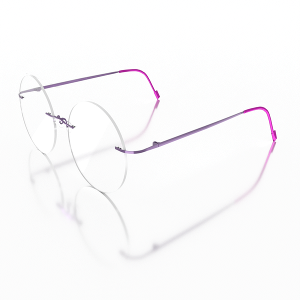 Buy Sam & Marshall Titanium Frame Eyeglasses Unisex Circle Semi-Naked Purple on EMI
