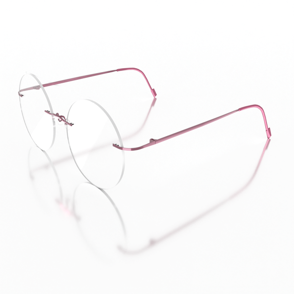 Buy Sam & Marshall Titanium Frame Eyeglasses Unisex Circle Semi-Naked Pink on EMI