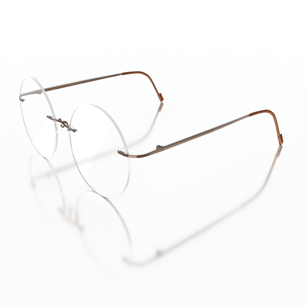 Buy Sam & Marshall Titanium Frame Eyeglasses Unisex Circle Semi-Naked Brown on EMI