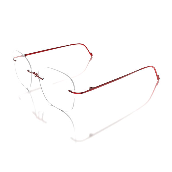 Buy Sam & Marshall Titanium Frame Eyeglasses Unisex Squary Semi-Naked Royal Red on EMI
