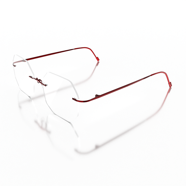 Buy Sam & Marshall Titanium Frame Eyeglasses Unisex Hexa Semi-Naked Royal Red on EMI