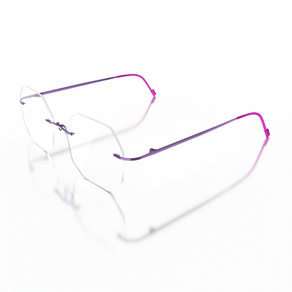 Buy Sam & Marshall Titanium Frame Eyeglasses Unisex Hexa Semi-Naked Purple on EMI