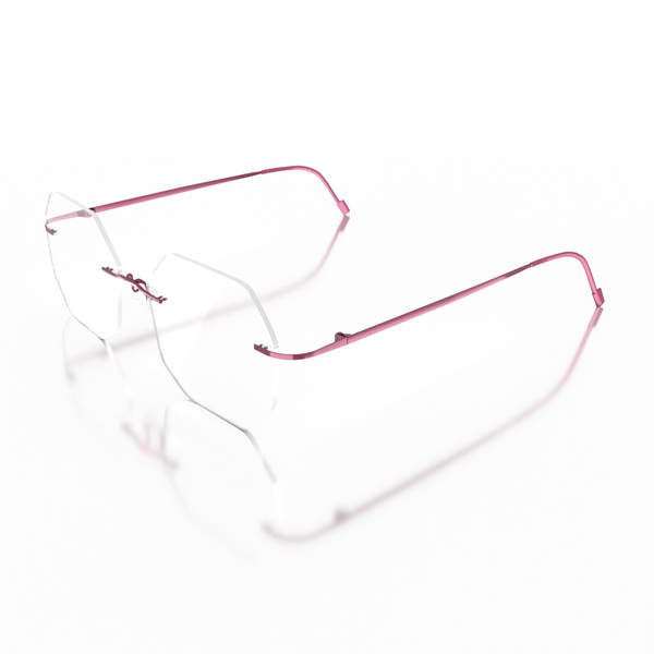 Buy Sam & Marshall Titanium Frame Eyeglasses Unisex Hexa Semi-Naked Pink on EMI