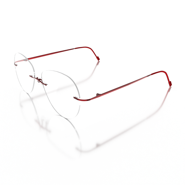 Buy Sam & Marshall Titanium Frame Eyeglasses Unisex Aviator Semi-Naked Red on EMI