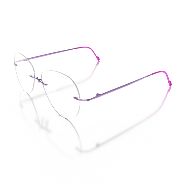 Buy Sam & Marshall Titanium Frame Eyeglasses Unisex Aviator Semi-Naked Purple on EMI