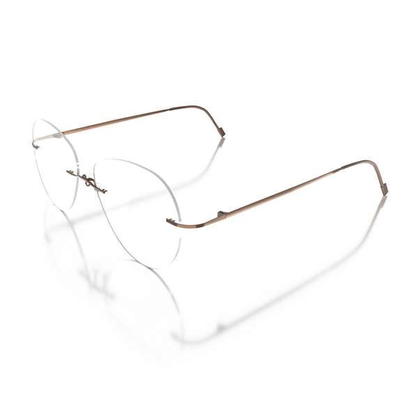 Buy Sam & Marshall Titanium Frame Eyeglasses Unisex Aviator Semi-Naked Brown on EMI