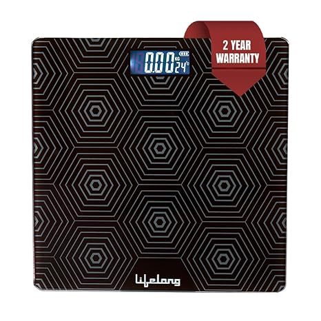 Buy Lifelong LLWS18 Digital Weighing Scale|Glass Weighing Scale Machine|Electronic Bathroom Scales & Weight Machine for Home & Human Balance with 2 Years warranty & Battery included (Black) on EMI