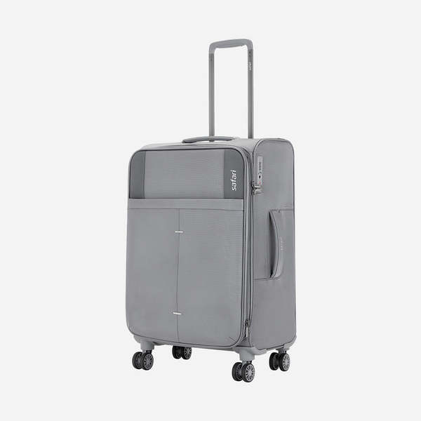 Buy Safari Airpro 40% Lighter Soft Luggage with TSA Lock, Dual Wheels, Detailed interiors and Expander - Grey (Small) on EMI