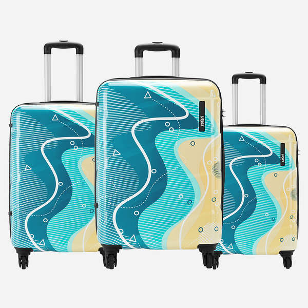 Buy Safari Coastline Hard luggage Combo Set (Small, Medium and Large) - Printed on EMI