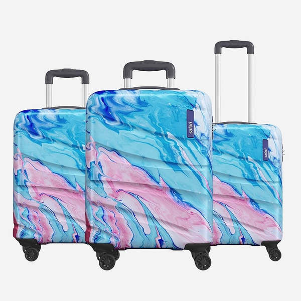 Buy Safari Hue Hard Luggage with Dual Wheels Combo Set (Small, Medium and Large) - Printed on EMI