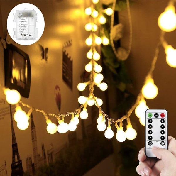 Buy MIRADH Outdoor String Lights, 35 Ft 40 LED Waterproof Ball Lights, Diwali Lights for Decoration for Home,led Lights for Home Decoration, Diwali Lights 8 Modes with Remote (Warm-White with Remote) on EMI