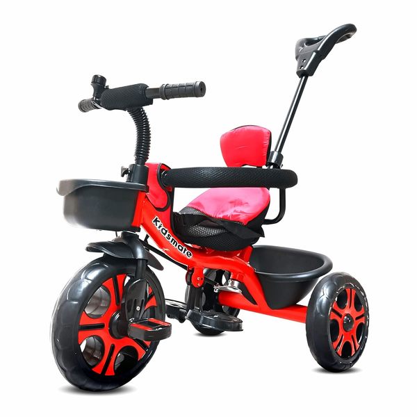 Buy Kidsmate Thunder Plug N Play Kids/Baby Tricycle with Safety Guard Rail and Parental Control | Storage Basket | Fabric Cushion Seat & Bell for 12 Months to 48 Months Boys/Girls (Red) on EMI