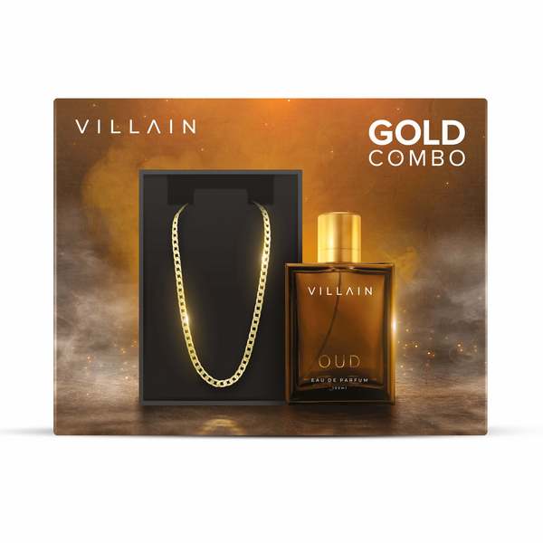 Buy VILLAIN Gold Combo, OUD Eau De Parfum 100ml & 18k Micro Gold Plated Chain - Premium Luxury Long Lasting Perfume | Musky, Spicy & Smoky Fragrance Notes | Versatile Build Classy Solid Finish Chain on EMI