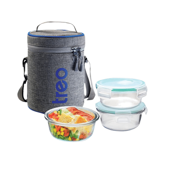 Buy Croma Treo All Fresh 400ml Glass Round Tiffin With Lid (Set Of 3, Bpa Free, Transparent) 1 Year Warranty (Transparent) - A Tata Product on EMI