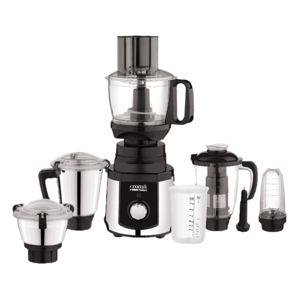 Buy Croma 1000 Watt 5 Jars Mixer Grinder (Inbuilt Overload Protection, Silver And Black) With 2 Years Warranty (Silver) - A Tata Product on EMI