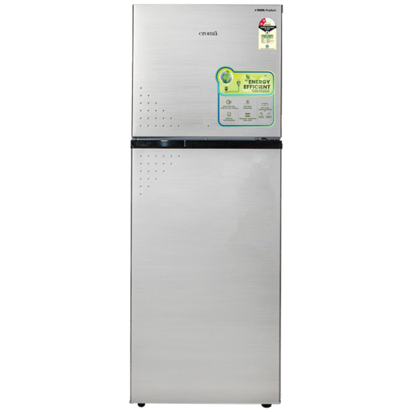 Buy Croma 256 Litres 2 Star Frost Free Double Door Refrigerator With Inverter Technology (Shining Silver) 1 Year Warranty - A Tata Product on EMI
