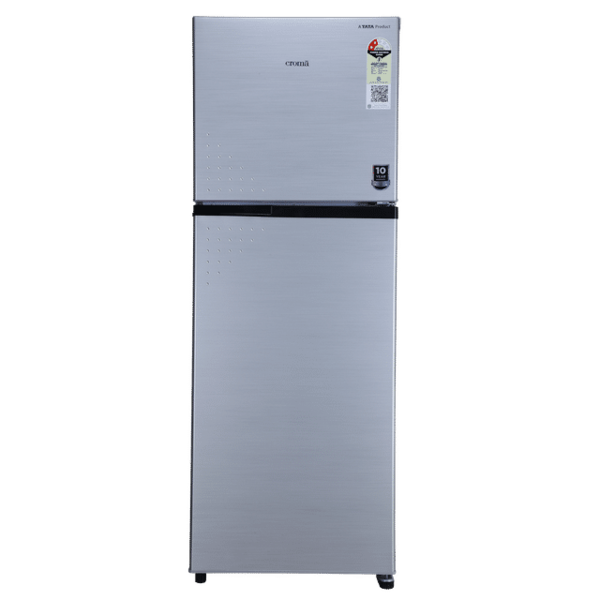 Buy Croma 236 Litres 2 Star Frost Free Double Door Refrigerator With Inverter Technology (Shining Silver) 1 Year Warranty - A Tata Product on EMI
