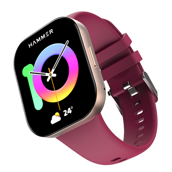 Buy Hammer Robust 1.96" Amoled Display Smartwatch With Bluetooth Calling Wine Red on EMI